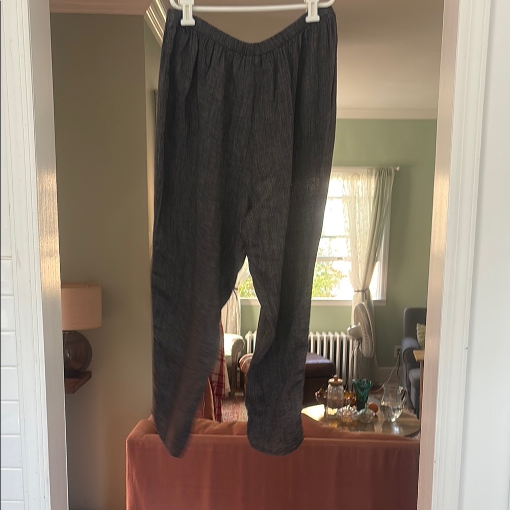 Flax Black Pinstripe Relaxed Linen Pants
